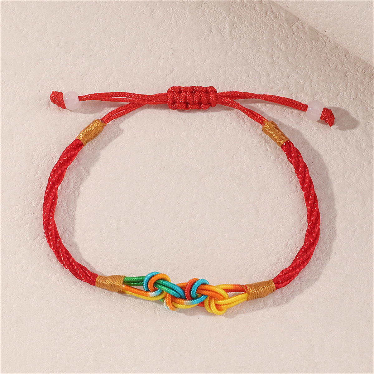 Red and Yellow Knot-Accent Adjustable Bracelet, bracelet for women, everyday style, lifestyle look