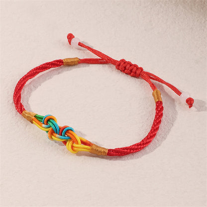 Red and Yellow Knot-Accent Adjustable Bracelet, bracelet for women, everyday style, side view