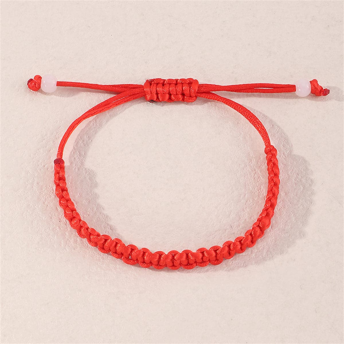 Red and White Adjustable Cord Bracelet, bracelet for women, elegant gift for her, front view