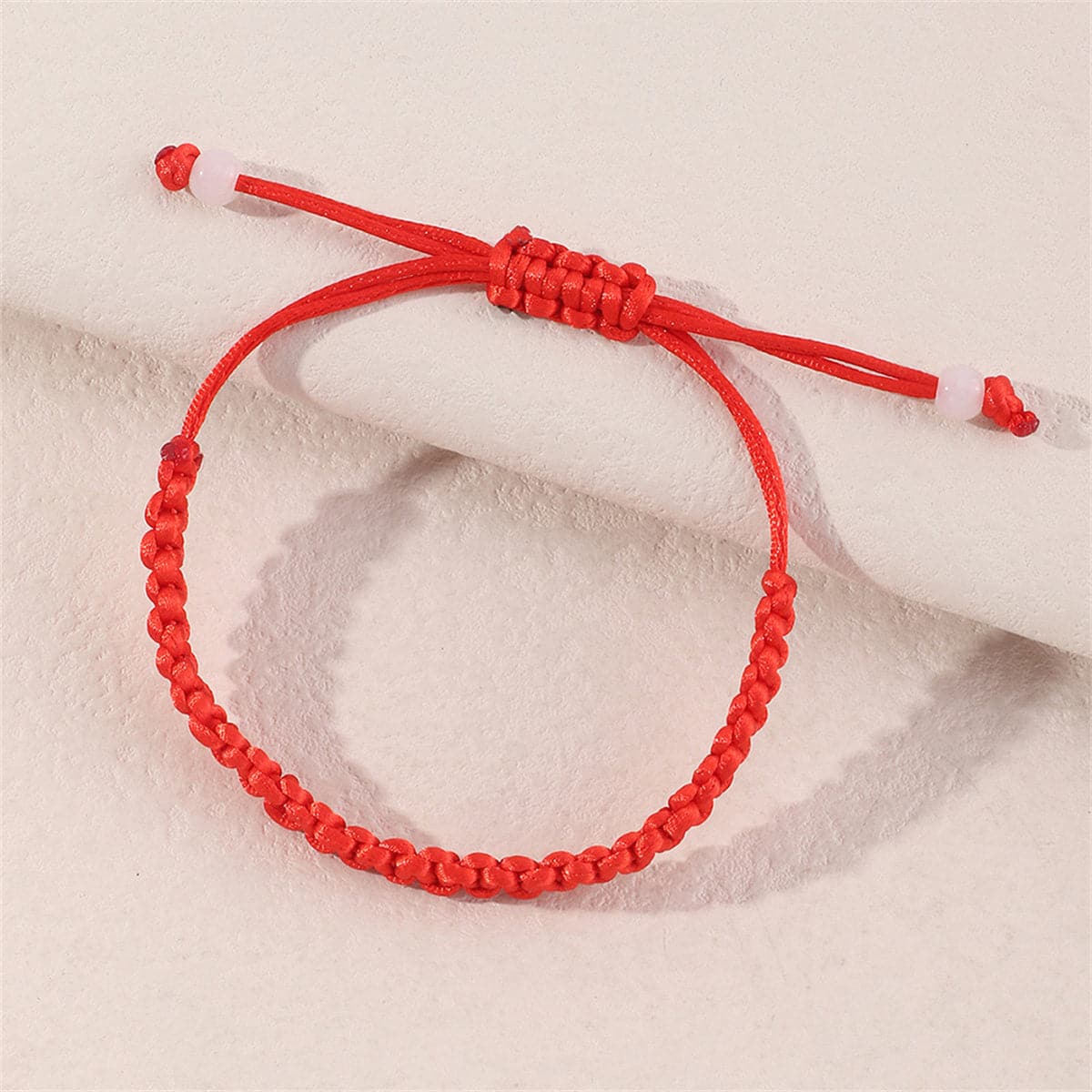 Red and White Adjustable Cord Bracelet, bracelet for women, elegant gift for her, detail close-up