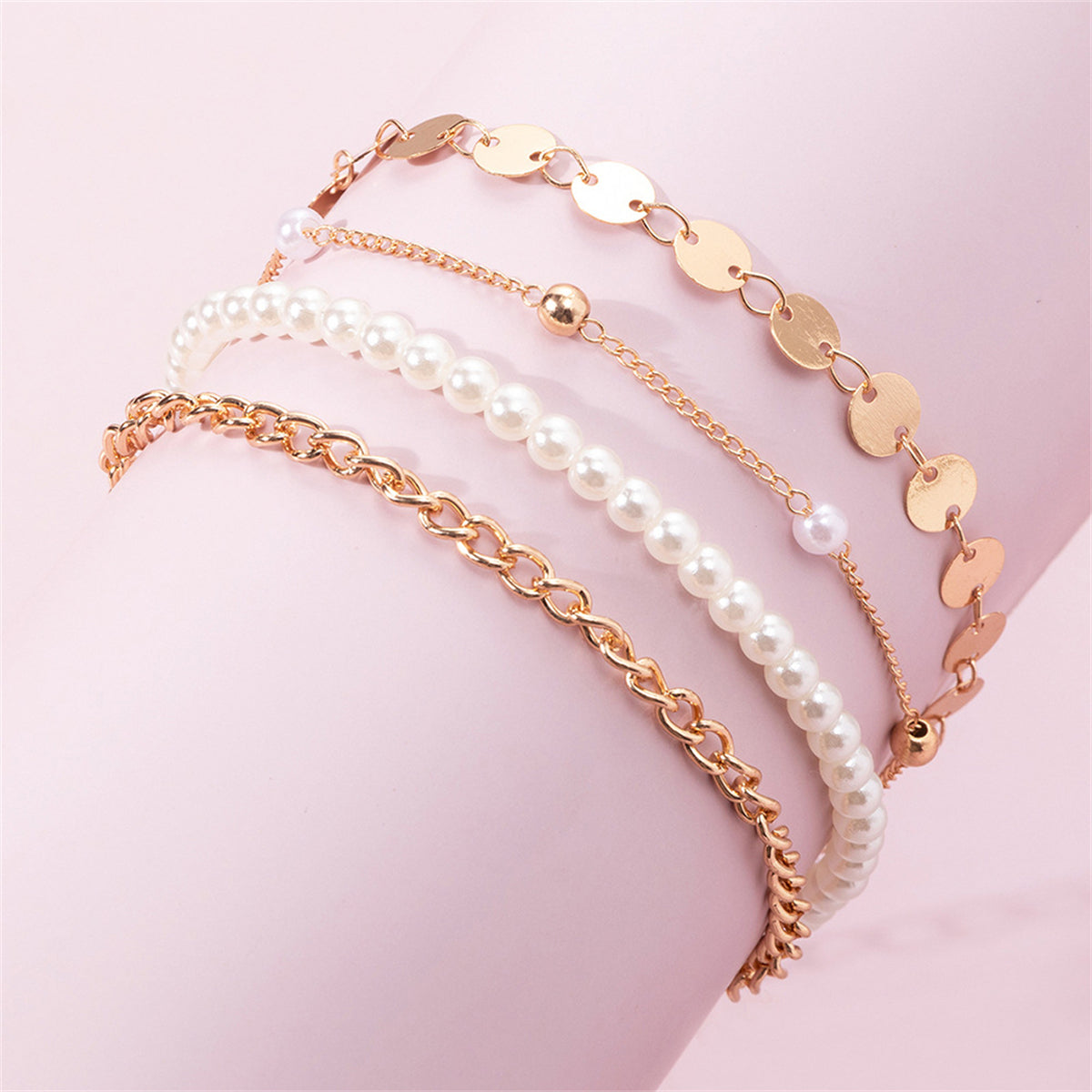 Pearl & 18K Gold-Plated Beaded Bracelet Set