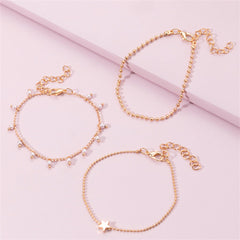 Pearl & 18K Gold-Plated Star Bead Bracelet Set