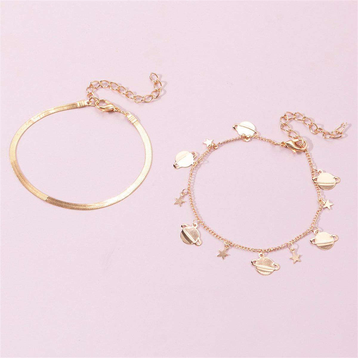 18K Gold-Plated Star Planet Bracelet Set