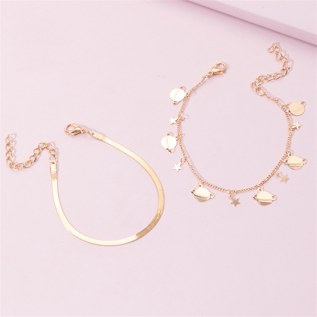 18K Gold-Plated Star Planet Bracelet Set