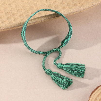 Green Check Cord Bracelet, bracelet for women, botanical inspired, front view