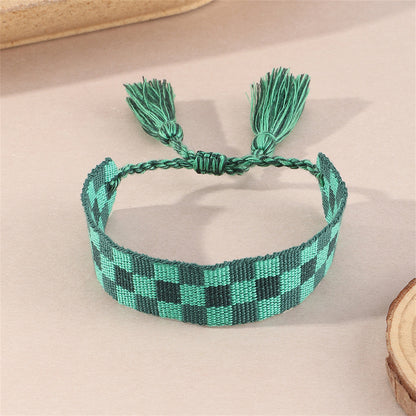 Green Check Cord Bracelet, bracelet for women, botanical inspired, lifestyle look
