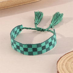 Green Check Cord Bracelet