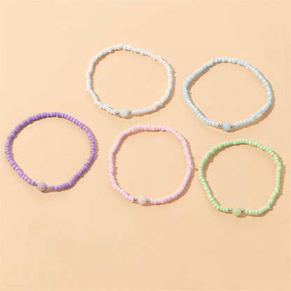 Pink and Mint Beaded Stretch Bracelet Set, bracelet for women, everyday style, lifestyle look