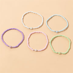 Pink & Mint Beaded Stretch Bracelet Set