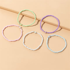 Pink & Mint Beaded Stretch Bracelet Set