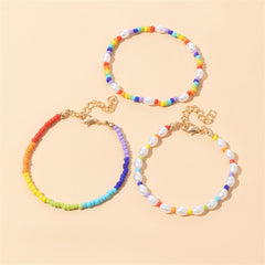 Pearl & Yellow Multicolor Beaded Bracelet Set