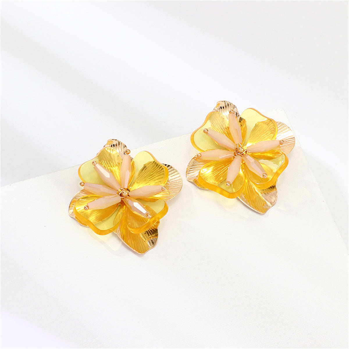 Acrylic & 18K Gold-Plated Flower Stud Earrings