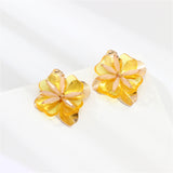 Acrylic & 18k Gold-Plated Flower Stud Earrings