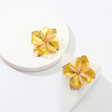 Acrylic & 18k Gold-Plated Flower Stud Earrings