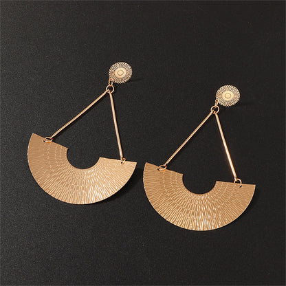 18K Gold-Plated Fan Drop Earrings, gold drop earrings for women, vintage-inspired design, side view