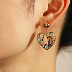 Abalone Shell & 18K Gold-Plated Heart Drop Earrings