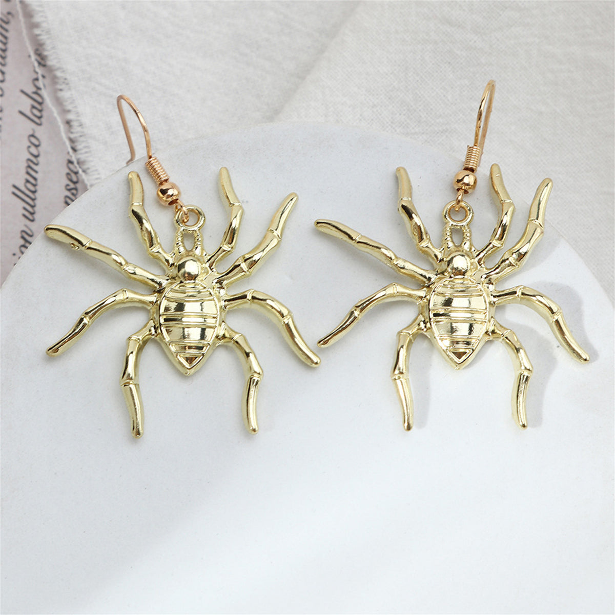 18K Gold-Plated Spider Drop Earrings, gold drop earrings for women, dainty minimalist design, side view