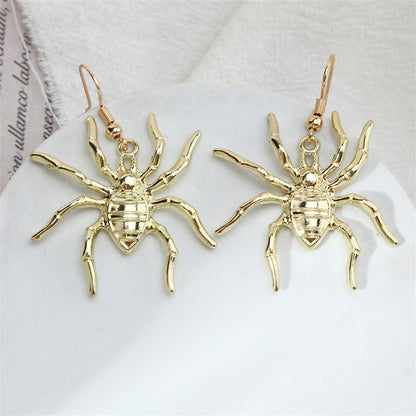 18K Gold-Plated Spider Drop Earrings, gold drop earrings for women, dainty minimalist design, side view