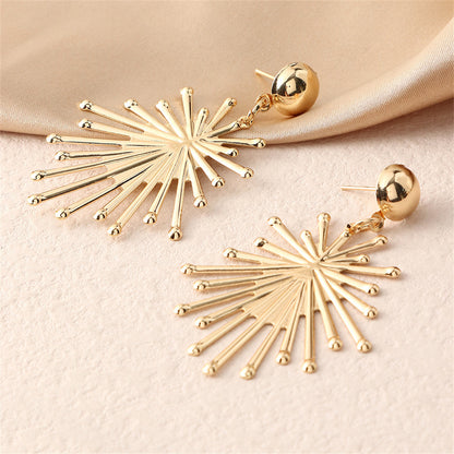 18K Gold-Plated Sun Drop Earrings, gold drop earrings for women, elegant gift for her, detail close-up