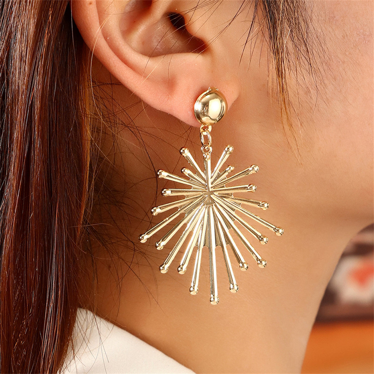 18K Gold-Plated Sun Drop Earrings, gold drop earrings for women, elegant gift for her, lifestyle look
