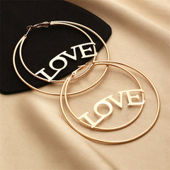 Dazzling 18K gold-plated 'Love' hoop earrings with a layered circle design, a stylish accessory for expressing your love.