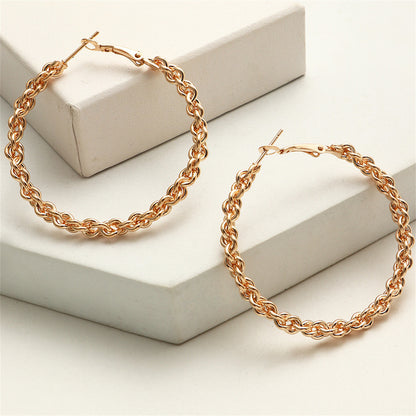 18K Gold-Plated Twine Hoop Earrings, vintage-inspired design, side view