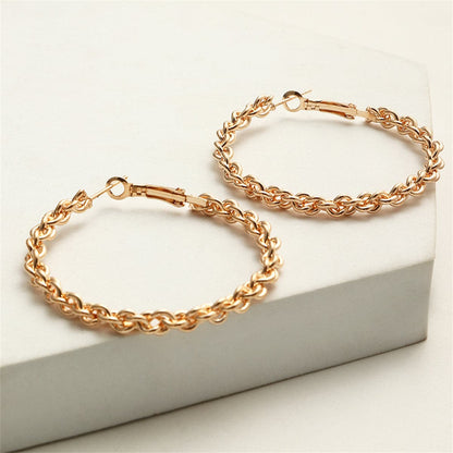 18K Gold-Plated Twine Hoop Earrings, vintage-inspired design, front view