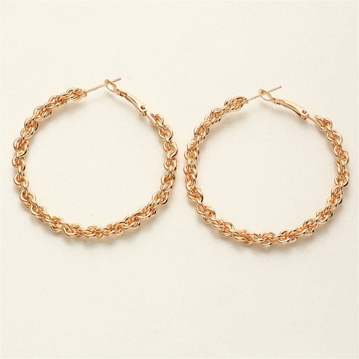 18K Gold-Plated Twine Hoop Earrings, vintage-inspired design, detail close-up