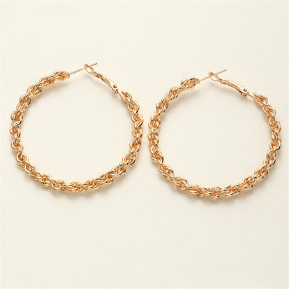 18K Gold-Plated Twine Hoop Earrings, vintage-inspired design, detail close-up