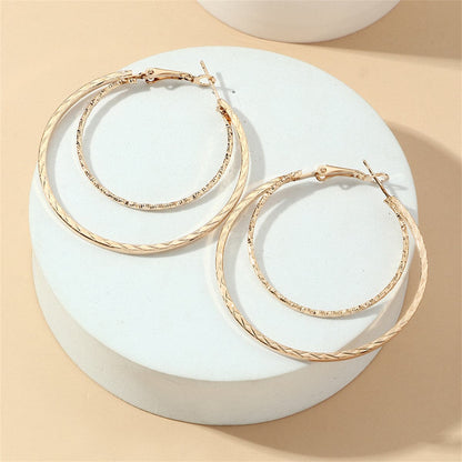 18K Gold-Plated Layered Hoop Earrings, everyday style, front view