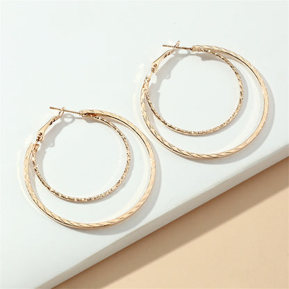 18K Gold-Plated Layered Hoop Earrings, everyday style, lifestyle look
