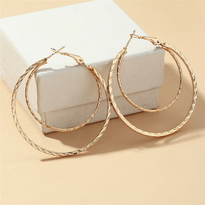 18K Gold-Plated Layered Hoop Earrings, everyday style, detail close-up