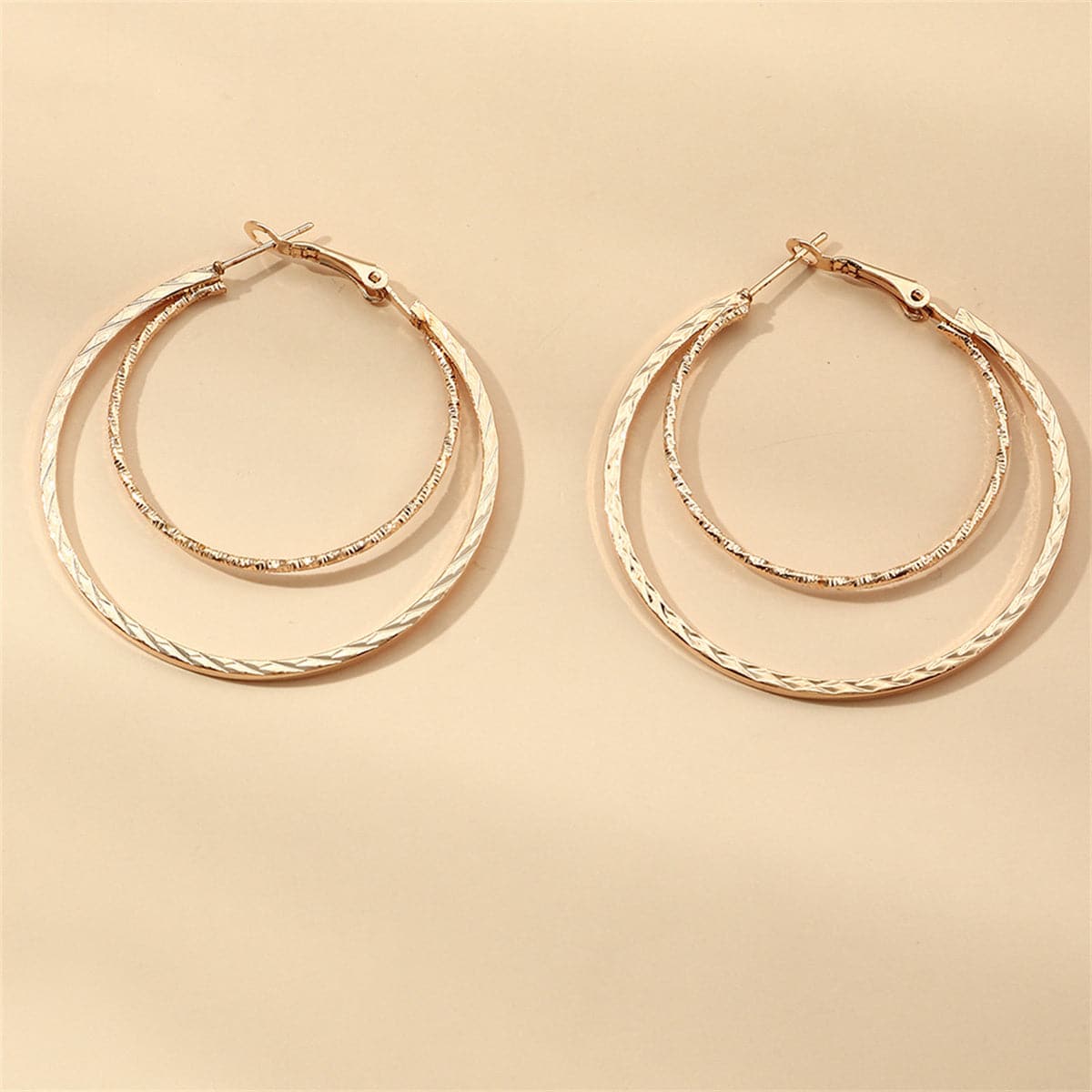 18K Gold-Plated Layered Hoop Earrings, everyday style, side view