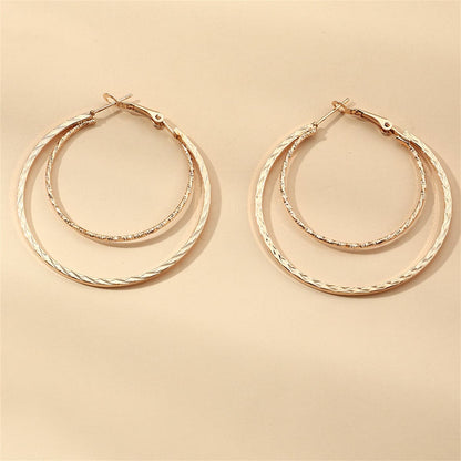 18K Gold-Plated Layered Hoop Earrings, everyday style, side view