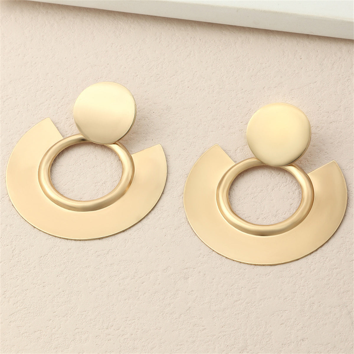 18K Gold-Plated Openwork Circles Drop Earrings, gold drop earrings for women, vintage-inspired design, lifestyle look