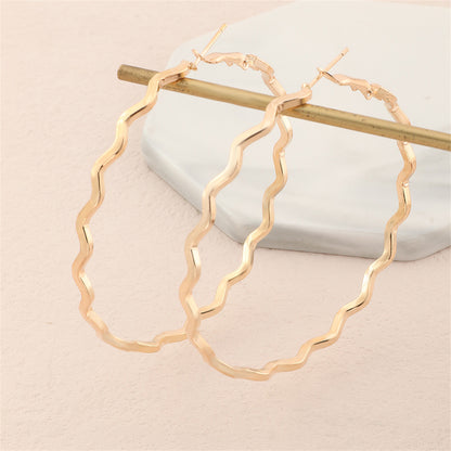 18K Gold-Plated Wavy Hoop Earrings, dainty minimalist design, lifestyle look