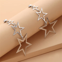 Silver-Plated Tri-Star Drop Earrings