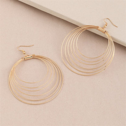 18K Gold-Plated Layered Hoop Drop Earring, gold drop earrings for women, dainty minimalist design, side view