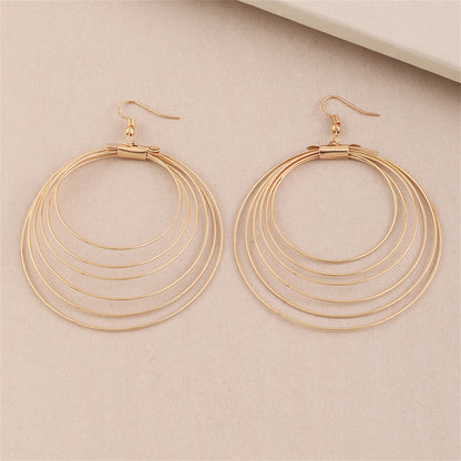 18K Gold-Plated Layered Hoop Drop Earring, gold drop earrings for women, dainty minimalist design, detail close-up