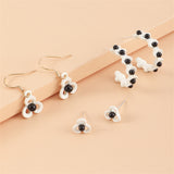 Black & White Floral Openwork Earring Set
