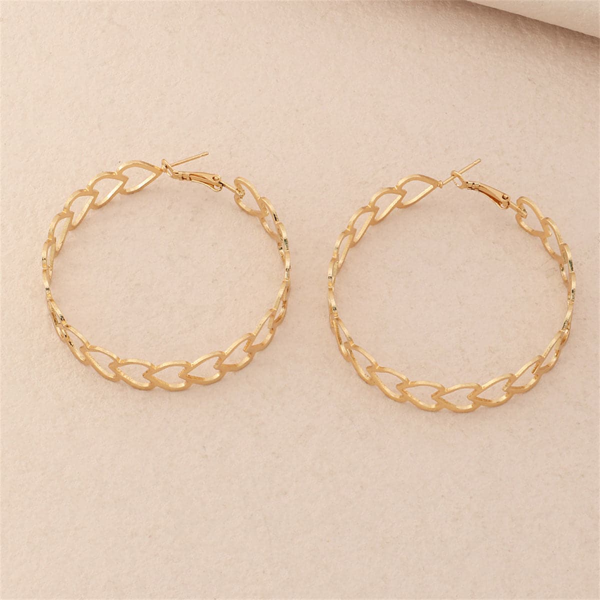 18K Gold-Plated Openwork Heart Hoop Earrings, elegant gift for her, side view