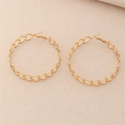 18K Gold-Plated Openwork Heart Hoop Earrings, elegant gift for her, side view