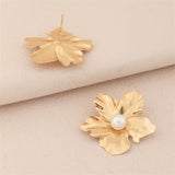 Pearl & 18k Gold-Plated Floral Stud Earrings