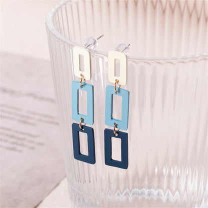 Blue Multicolor and 18K Gold-Plated Rectangle Drop Earrings, gold drop earrings for women, lifestyle look