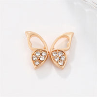 Cubic Zirconia & 18k Gold-Plated Butterfly Stud Earrings
