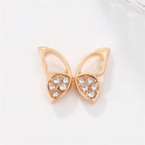 Cubic Zirconia & 18k Gold-Plated Butterfly Stud Earrings