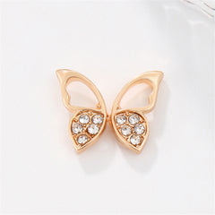 Cubic Zirconia & 18K Gold-Plated Butterfly Stud Earrings