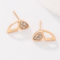 Cubic Zirconia & 18k Gold-Plated Butterfly Stud Earrings