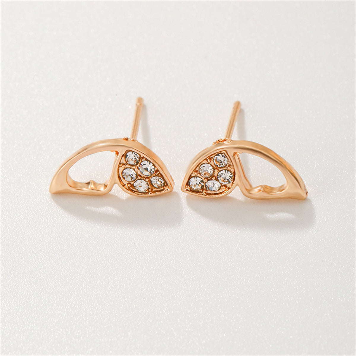 Cubic Zirconia & 18K Gold-Plated Butterfly Stud Earrings