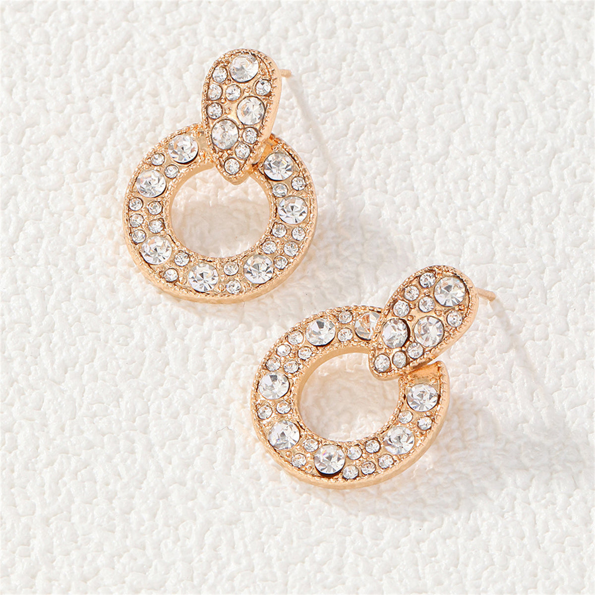 Cubic Zirconia and 18K Gold-Plated Round Drop Earrings, gold drop earrings for women, vintage-inspired design, lifestyle look